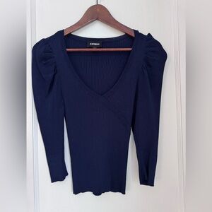 Express Women's Navy Deep V-Neck Top. XS
